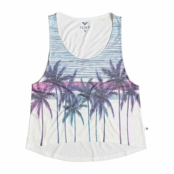 ROXY TROPIC SLEEVELESS WHITE TANK TOP SZ MEDIUM - Picture 4 of 4